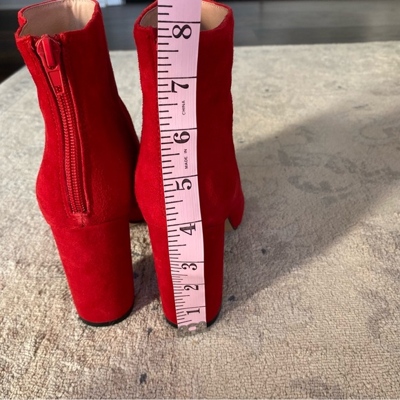 Red Suede Leather Block Heel Pointed Toe Boots Chelsea & Violet 7-7.5 - Picture 10 of 10